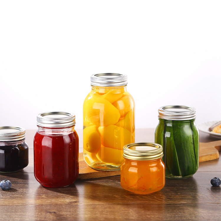 glass_jar_suppliers glass jar storage for honey bee jam Caviar chili sauce can glass mason jar with lid aluminum screw caps