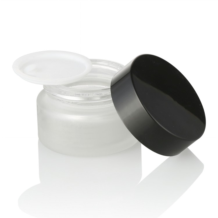 glass jars and containers wide mouth 5g 10g 20g 30g 50g 100g clear frosted round glass cream jar with shiny black lid