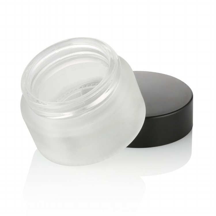glass jars and containers wide mouth 5g 10g 20g 30g 50g 100g clear frosted round glass cream jar with shiny black lid