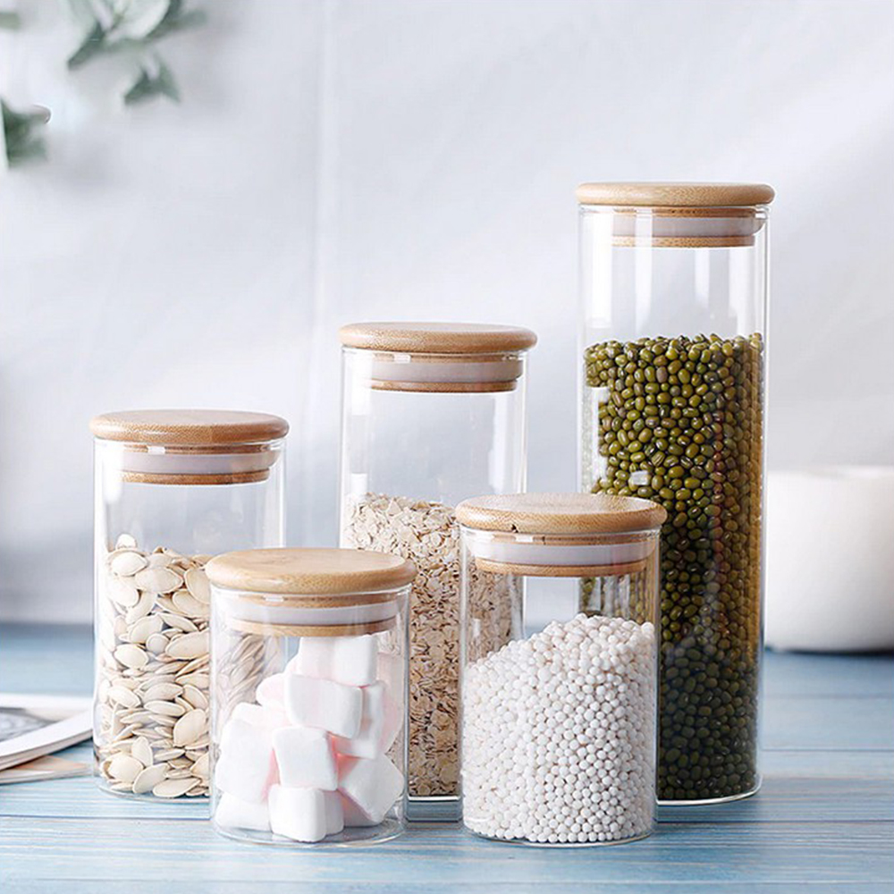 glass jars for flour and sugar / cheap glass storage jars / small glass canisters