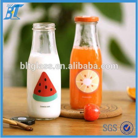glass manufacturer packaging glass juicer bottles with straw for beverage and milk