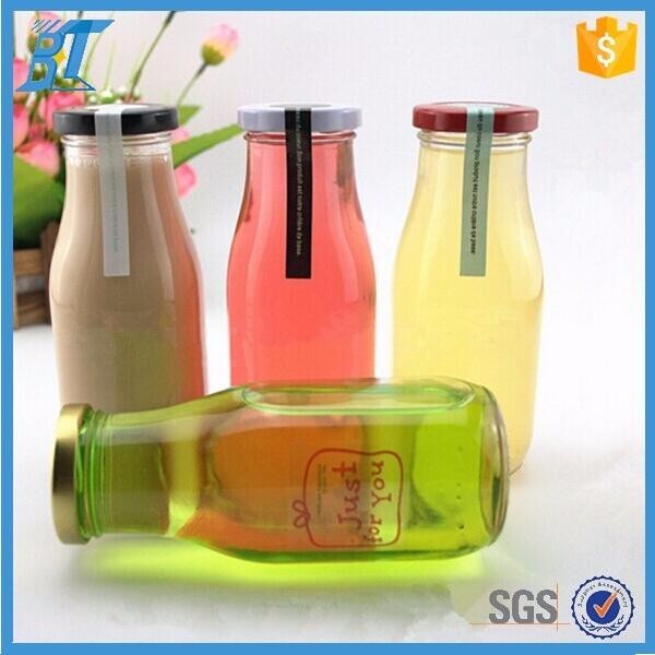 glass manufacturer packaging glass juicer bottles with straw for beverage and milk