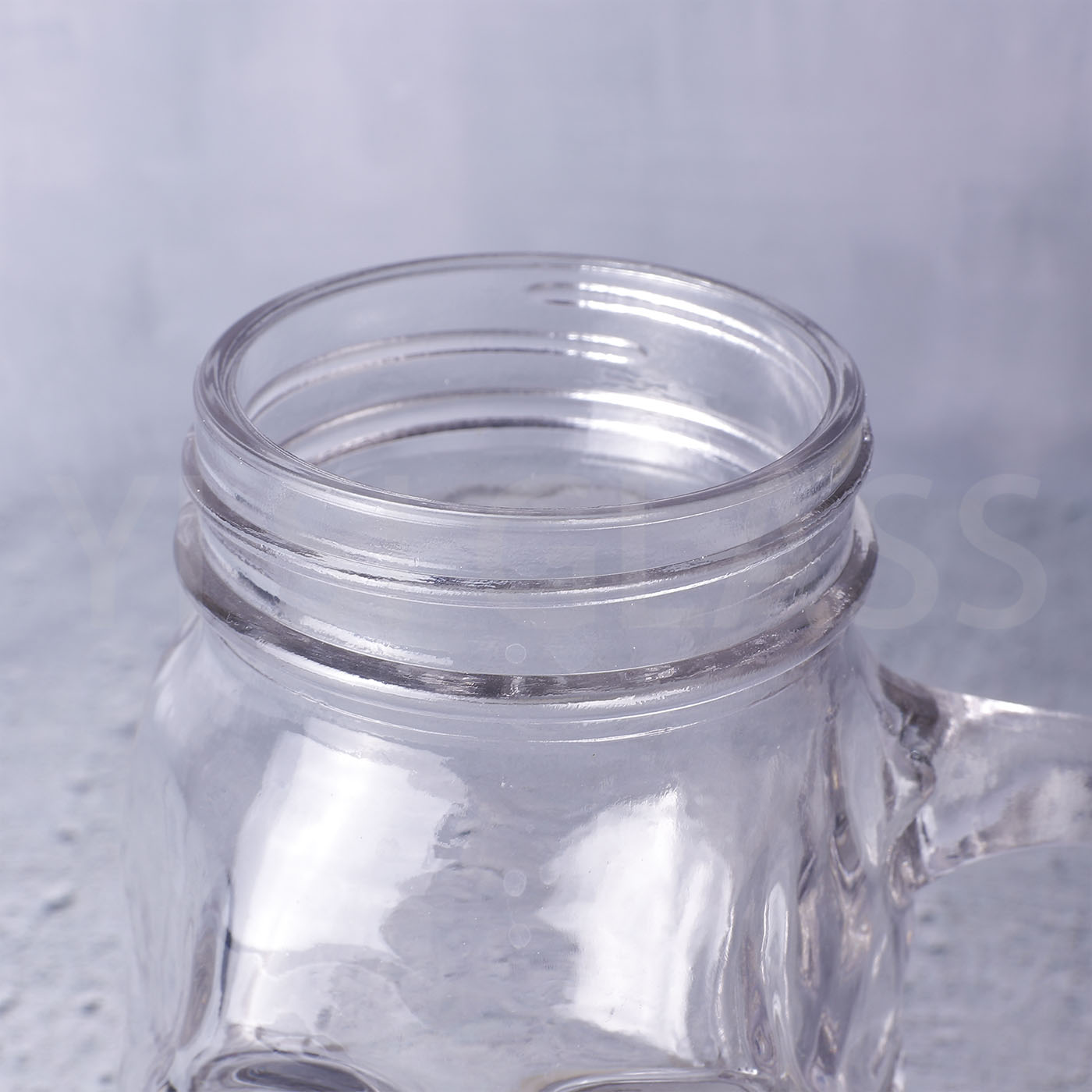 glass mason jar with handle tin lid and straw 450ml