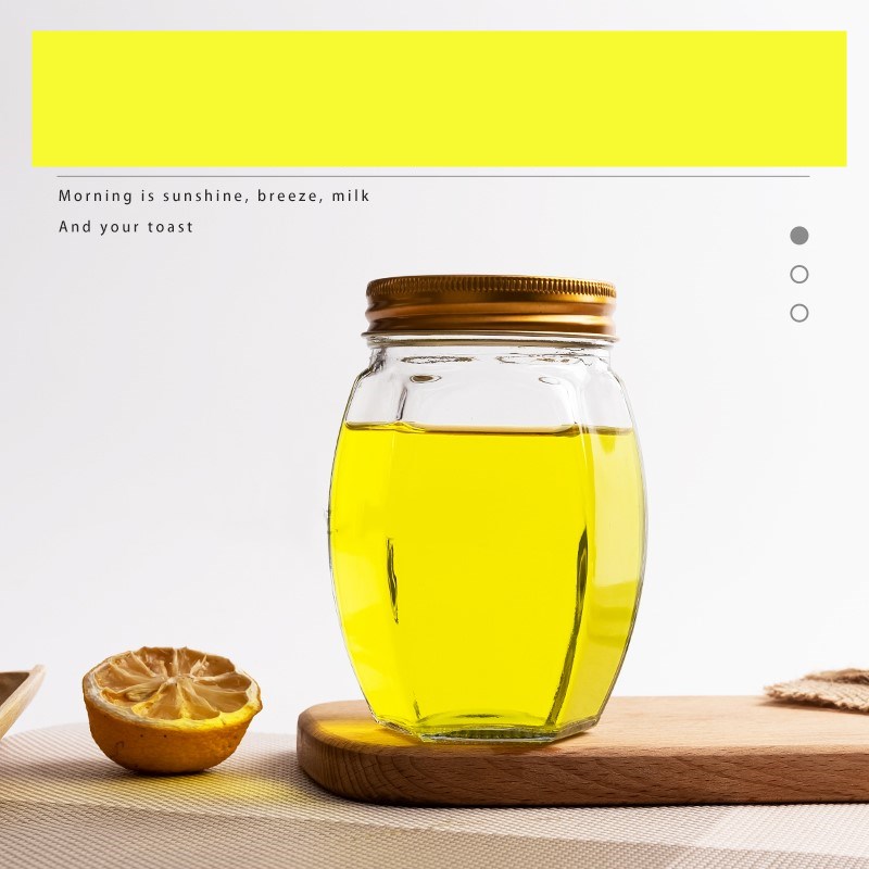 glass oval hexagonal honey bee jar wholesale bottle for food storage 1000g 500g