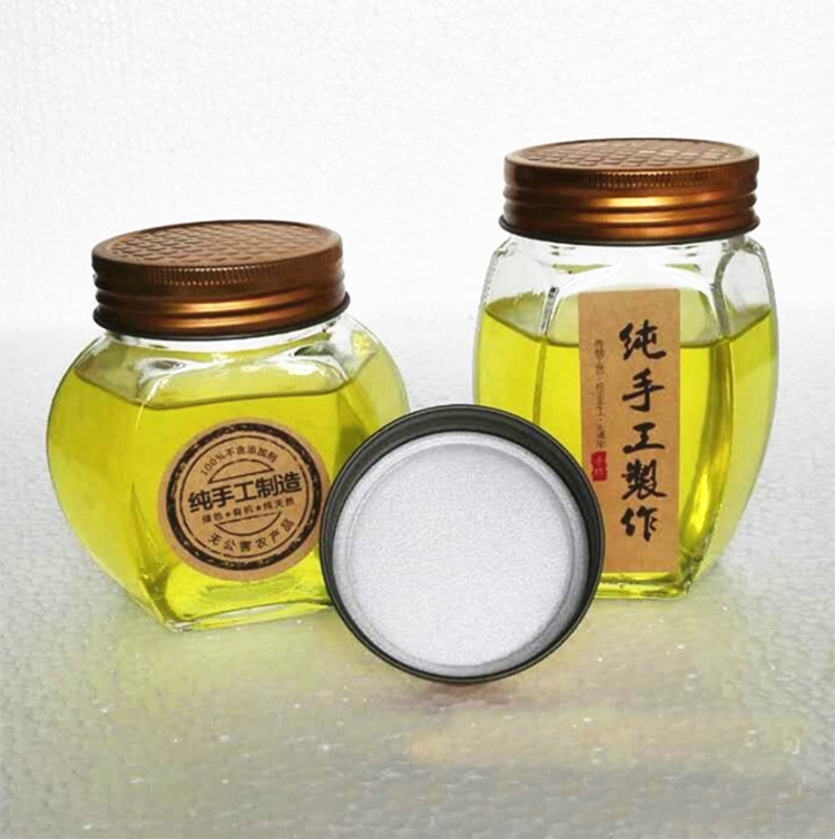 glass oval hexagonal honey bee jar wholesale bottle for food storage 1000g 500g