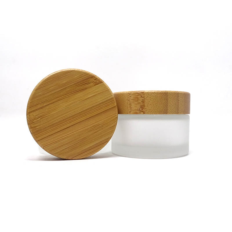 glass packaging cosmetics amber 1oz matte black bamboo jar for face cream