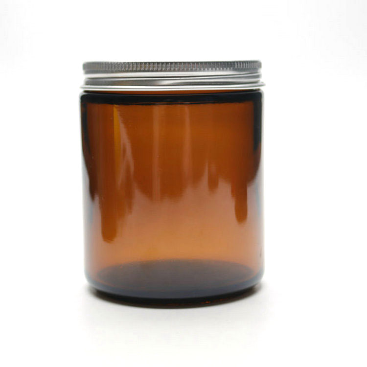 glass packaging hair wax candle 4oz 8oz 9oz amber jar with metal lid
