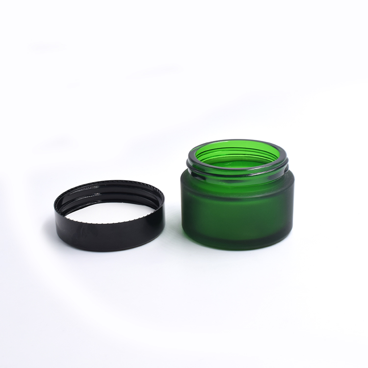 glass santa made in China recycled printed round glass 10g 15g 20g 30g 40g 50g 100g elegant frosted green jar with plastic lid