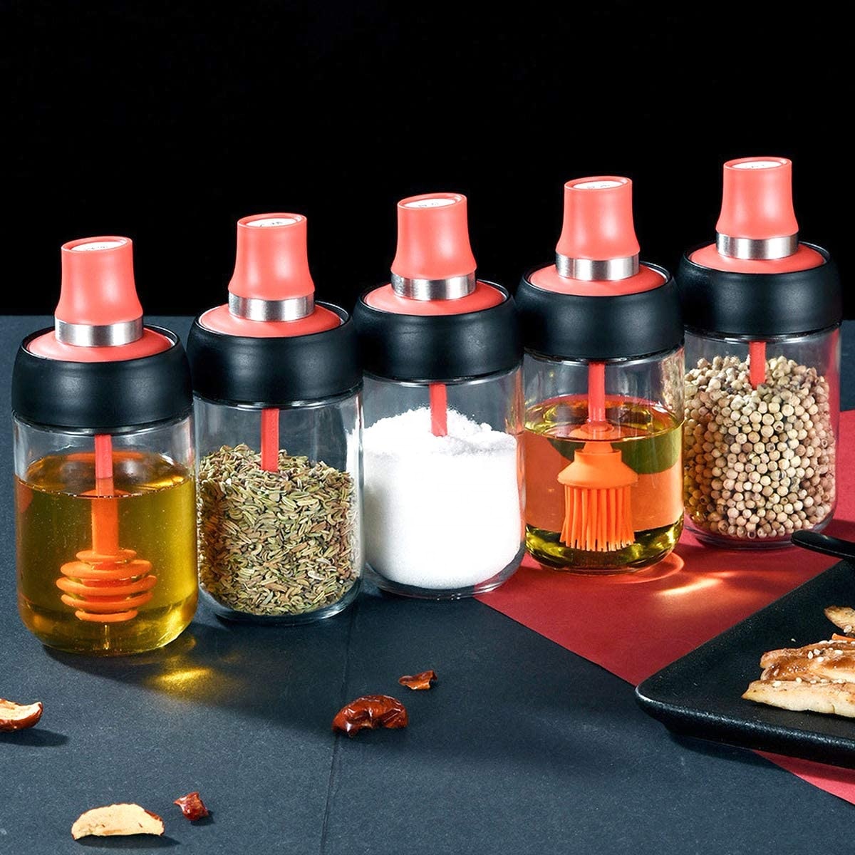 glass silicone brush barbecue oil bottle stainless steel seasoning bottle honey bottle