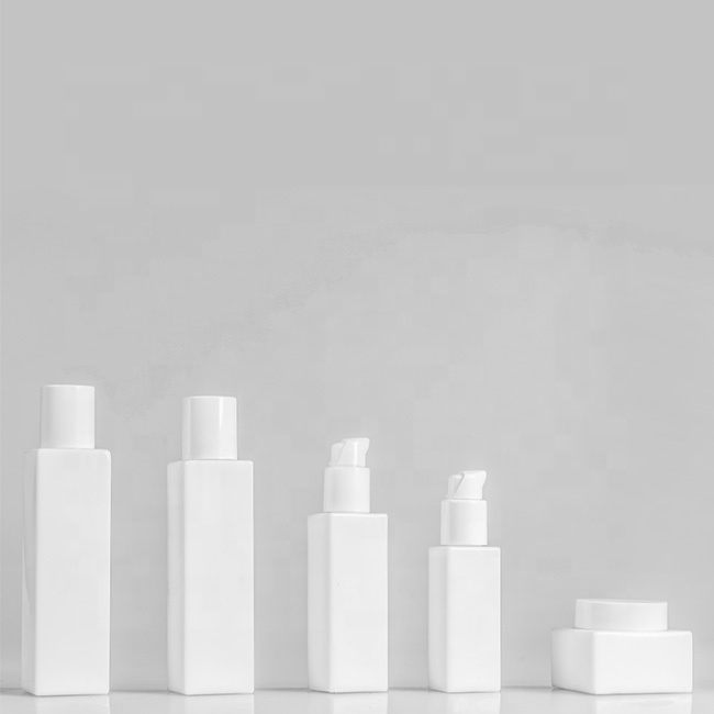glass square cosmetic cream jar and bottle