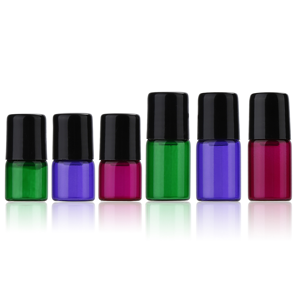 glass stainless steel roller small sample 1ml 2ml 3ml 5ml colorful perfume roll on glass Bottle for Fragrances essential oil