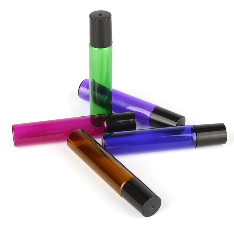 glass stainless steel roller small sample 1ml 2ml 3ml 5ml colorful perfume roll on glass Bottle for Fragrances essential oil