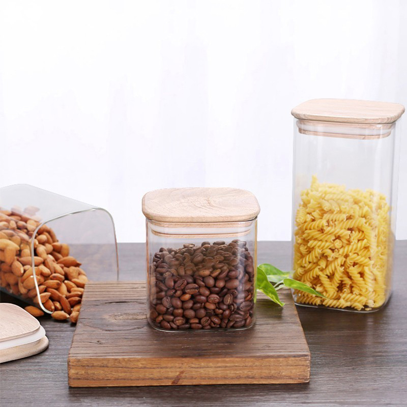 glass storage bottles with lids / glass jar canisters / glass coffee jars