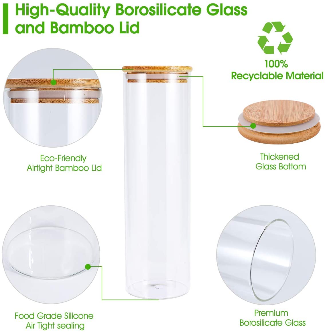 glass storage food jar set of 3/4/5