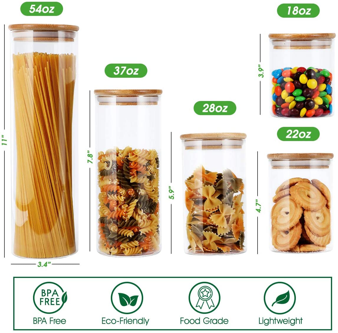 glass storage food jar set of 3/4/5
