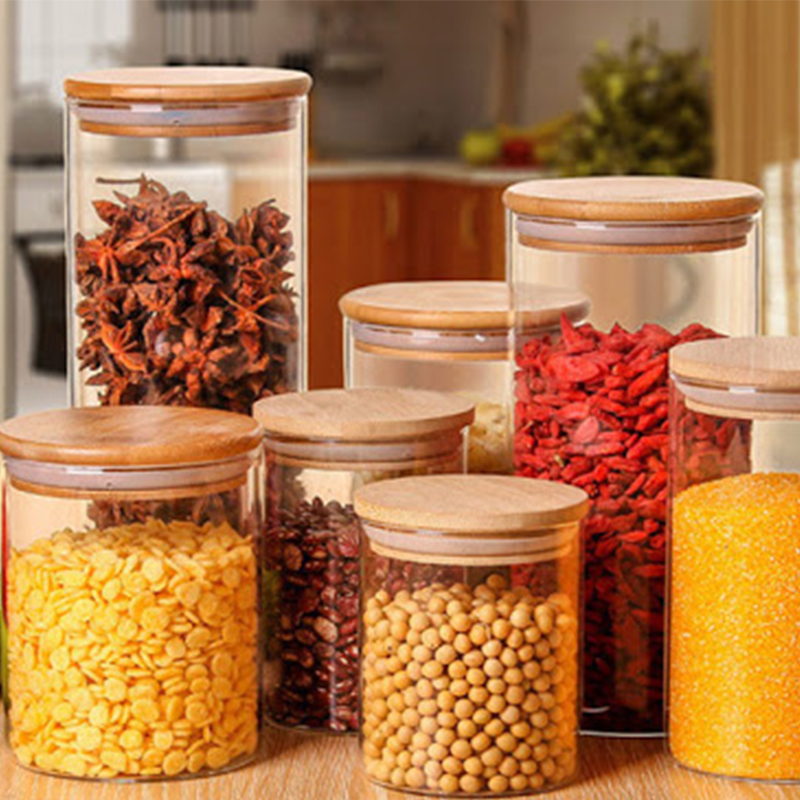 glass storage jar with lid / canister jars with lids / tall glass storage jars