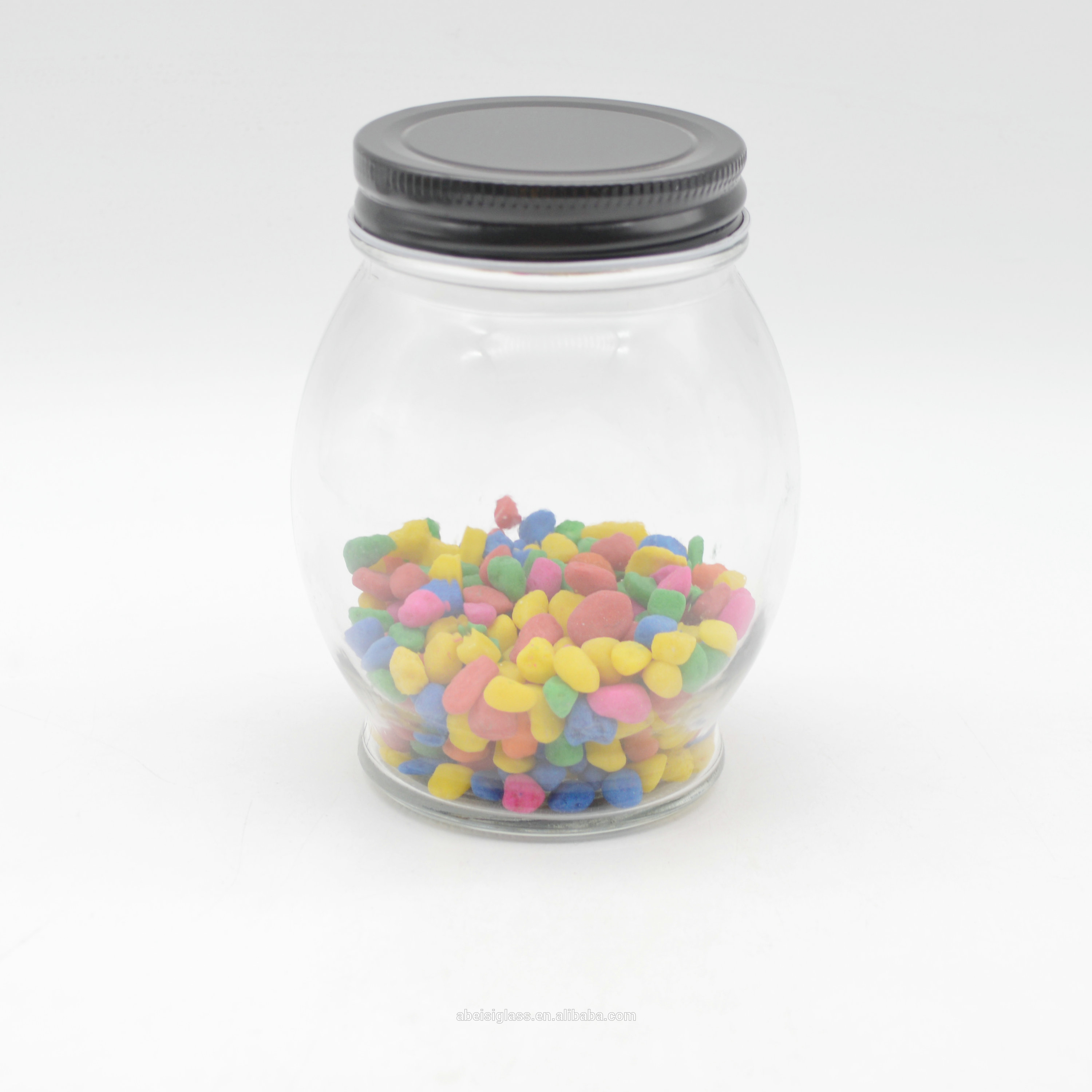 glass storage jar with metal lid for food storage