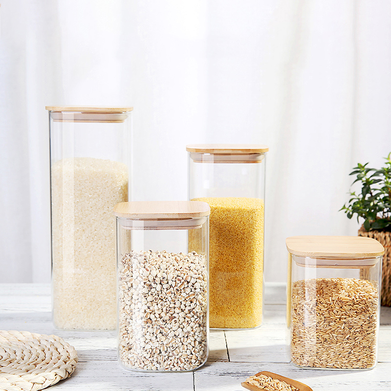 glass storage jars with lids / kitchen glass jars with lids / best storage jars