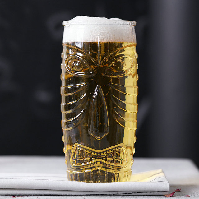 glass tiki jar glass beer cup on stock