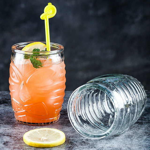 glass tiki jar glass beer cup on stock