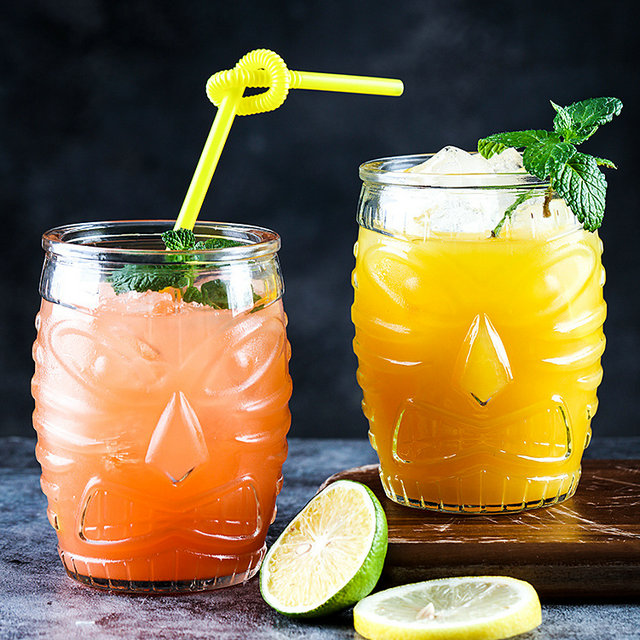 glass tiki jar glass beer cup on stock