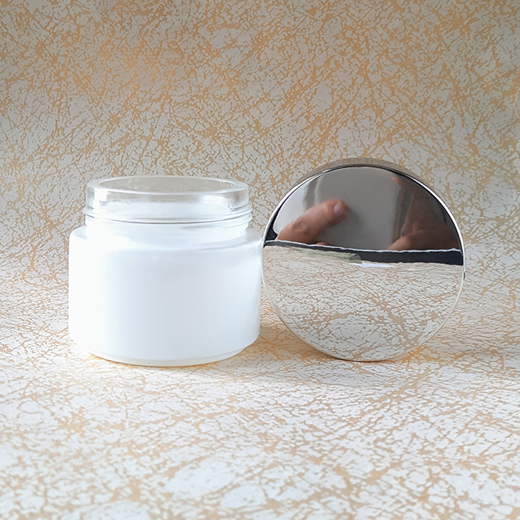 gold aluminum lids custom white glass cosmetic packaging jar 100ml