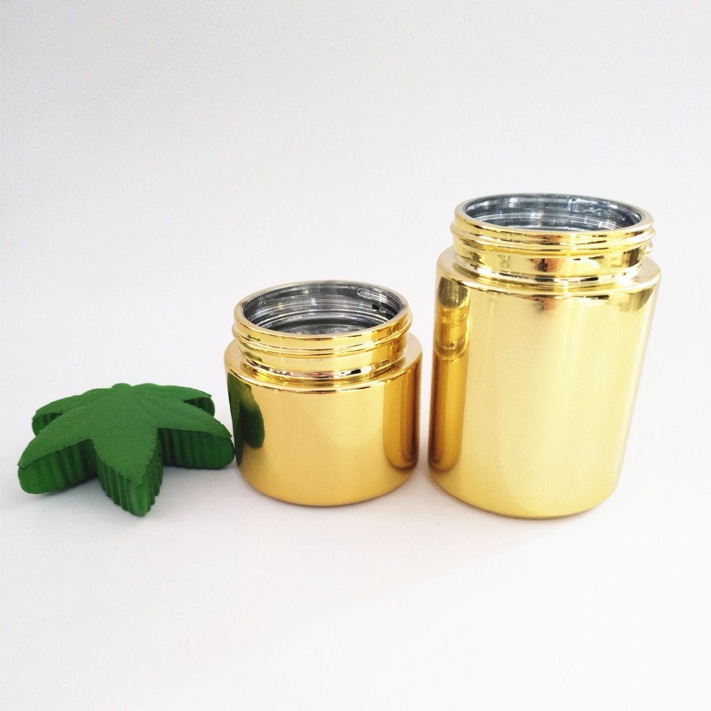gold child resistant cap small 1oz 4 5 glass jar shiny silver plastic screw lid jars packaging
