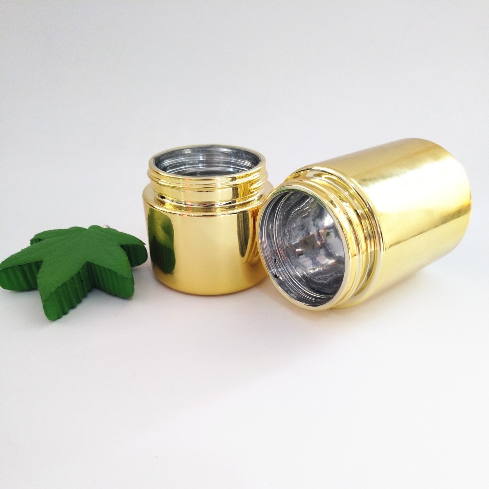 gold child resistant cap small 1oz  4oz 5oz  glass jar shiny silver plastic screw lid jars packaging