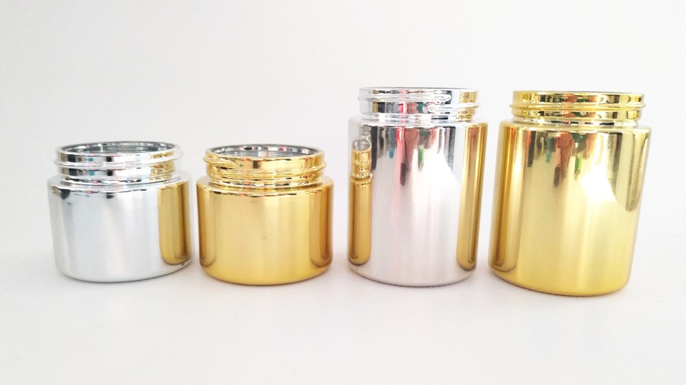 gold child resistant cap small 1oz 4oz 5oz glass jar shiny silver plastic screw lid jars packaging