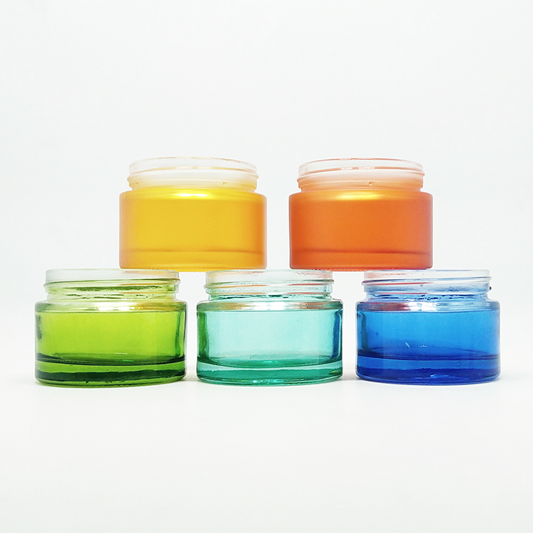 gold lid 50ml glass jars 5g 10g 20g 30g 50g 100g 200g multiple colors silk screen printing white frosted glass cream jar