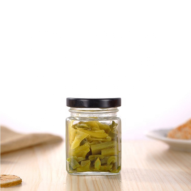 gold lid sealing type 200ml 8oz square glass jars for food and ported meat paste jam liquid canning marmalade homemade foods nut