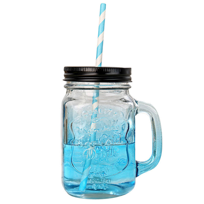 gold mason jar mould with lid and straw