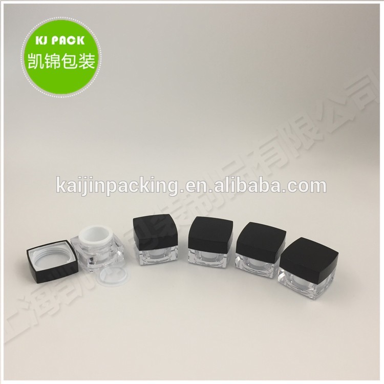 gold silver color 5g 10g square cosmetic jar plastic for trial,cosmetic trial pot 5ml 10ml