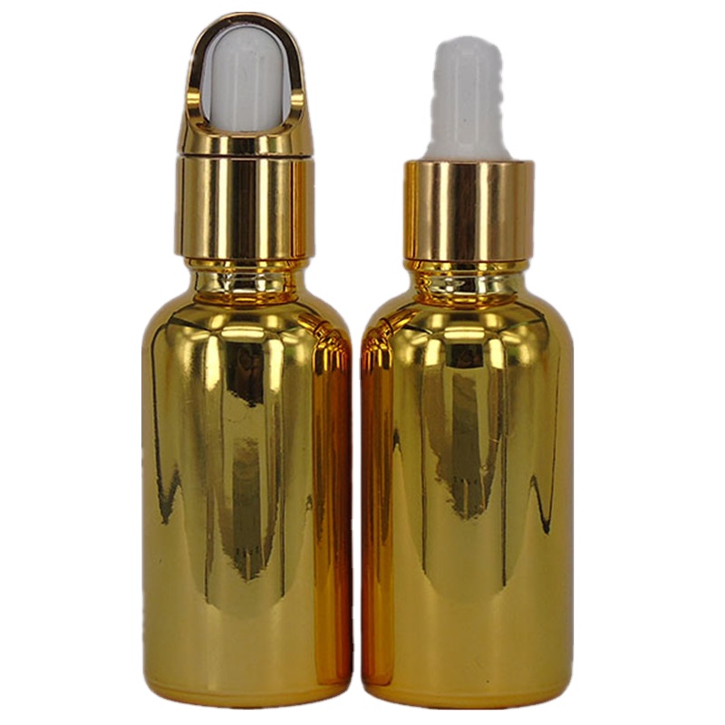 gold silver luxury essential oil 30ml glass container e liquid dropper hair oil beard oil glass bottle
