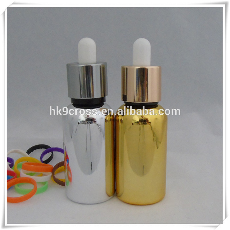 gold silver luxury essential oil 30ml glass container e liquid dropper hair oil beard oil glass bottle