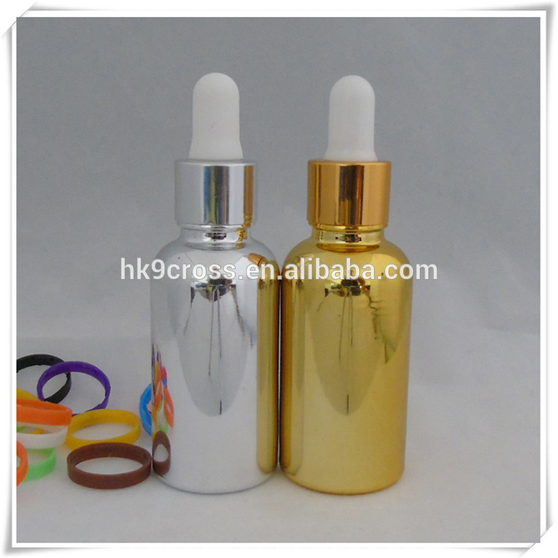 gold silver luxury essential oil 30ml glass container e liquid dropper hair oil beard oil glass bottle