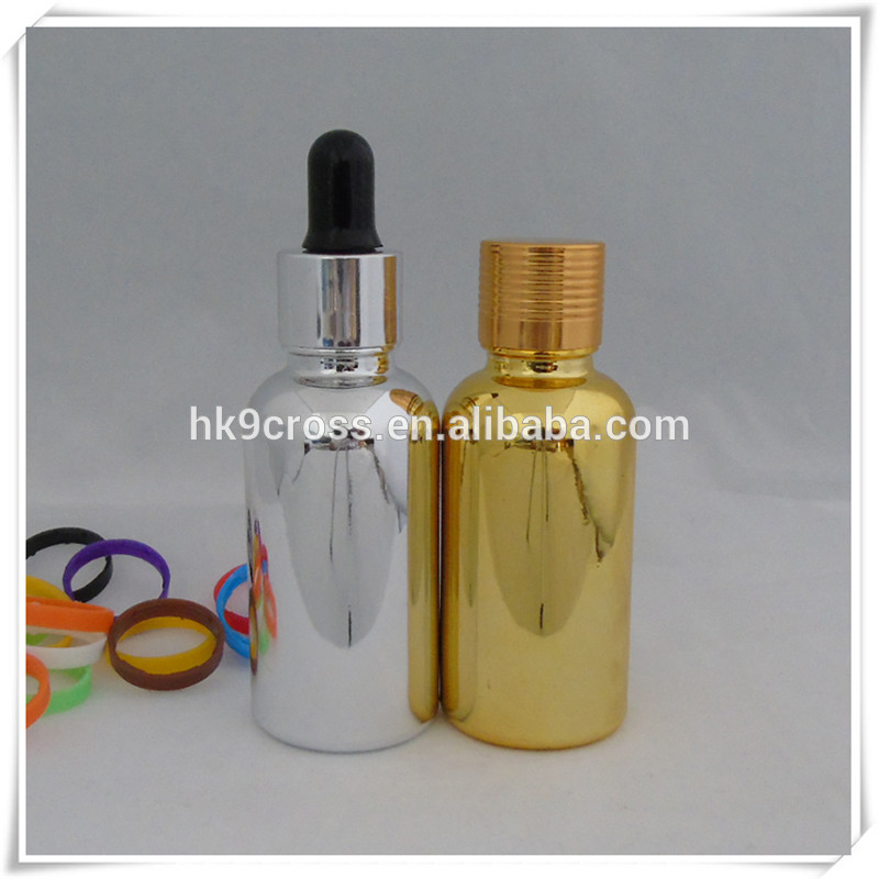 gold silver luxury essential oil 30ml glass container e liquid dropper hair oil beard oil glass bottle