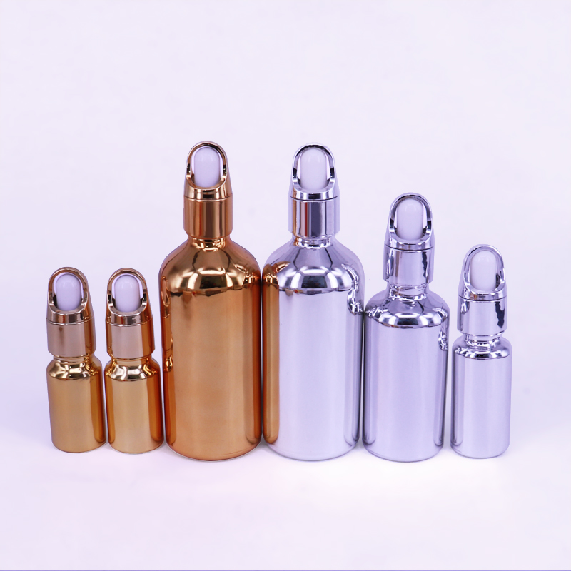 golden electroplated colorful glass dropper bottle 5ml 10ml 20ml 30ml 50ml 100 ml with graduated pipette
