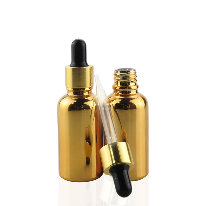 golden glass dropper bottle 30ml glass dropper bottles cosmetic gold colored serum dropper glass bottle