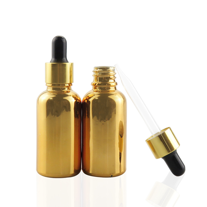golden glass dropper bottle 30ml glass dropper bottles cosmetic gold colored serum dropper glass bottle