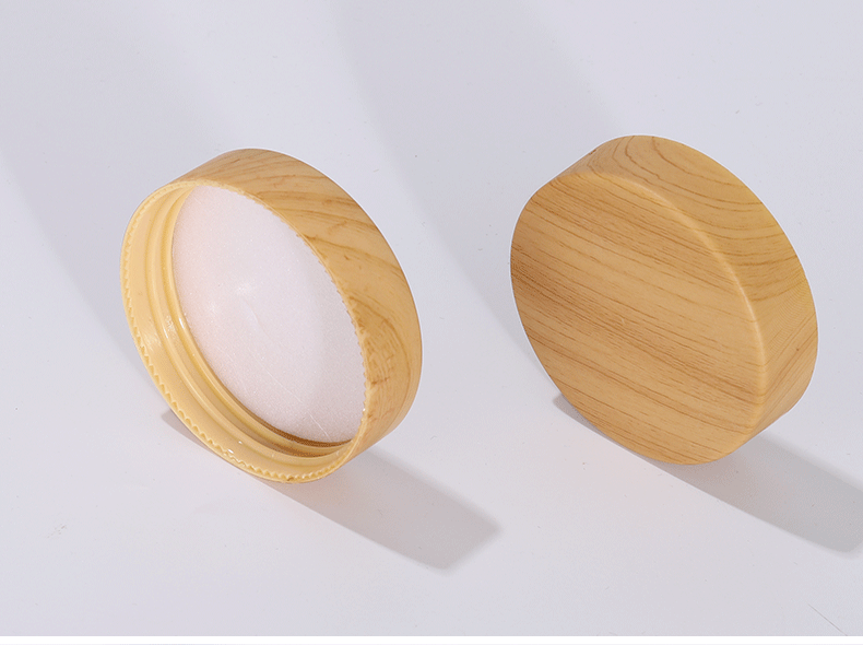 good quality luxury cosmetic round glass jar with wood lid beauty