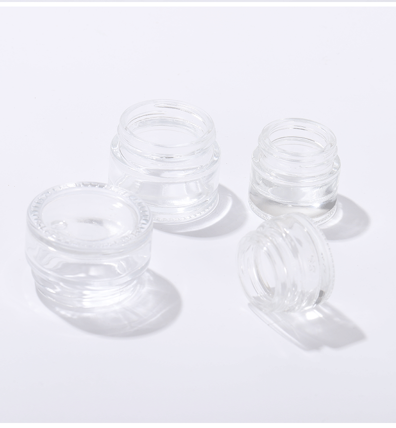 good quality luxury cosmetic round glass jar with wood lid beauty