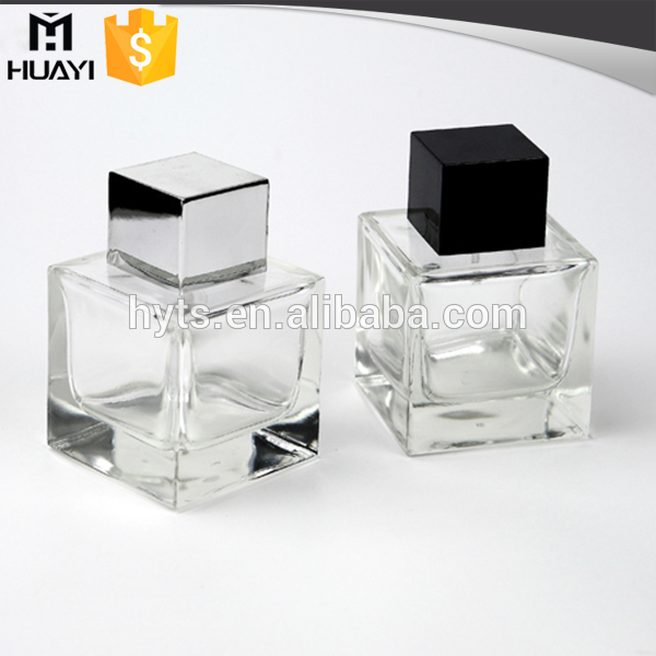 good quality square glass element perfume bottle with square perfume cap