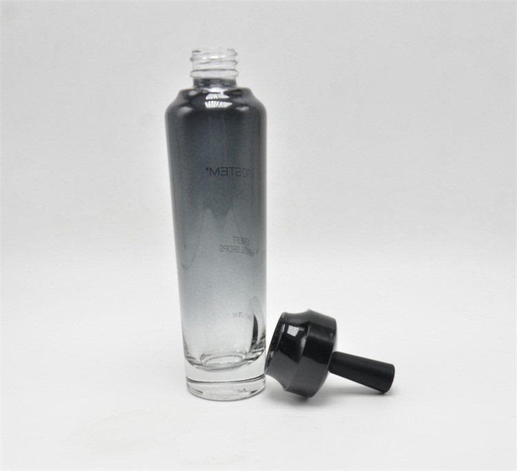 gradient black glass cosmetic bottle and cosmetic jar for cosmetics packaging