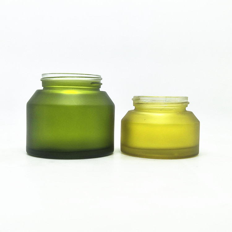 green color black lid cosmetic cream glass jar oblique shoulder jar 50g