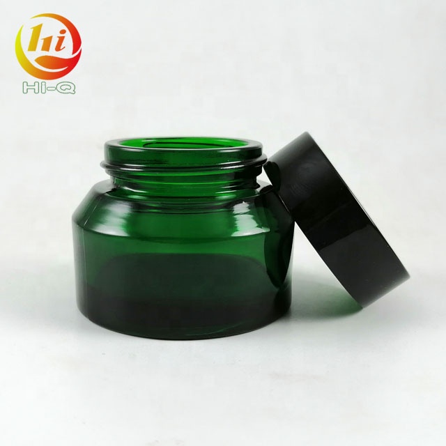 green glass jar 30g 50g inclined oblique 30 ml cream jar with black cap