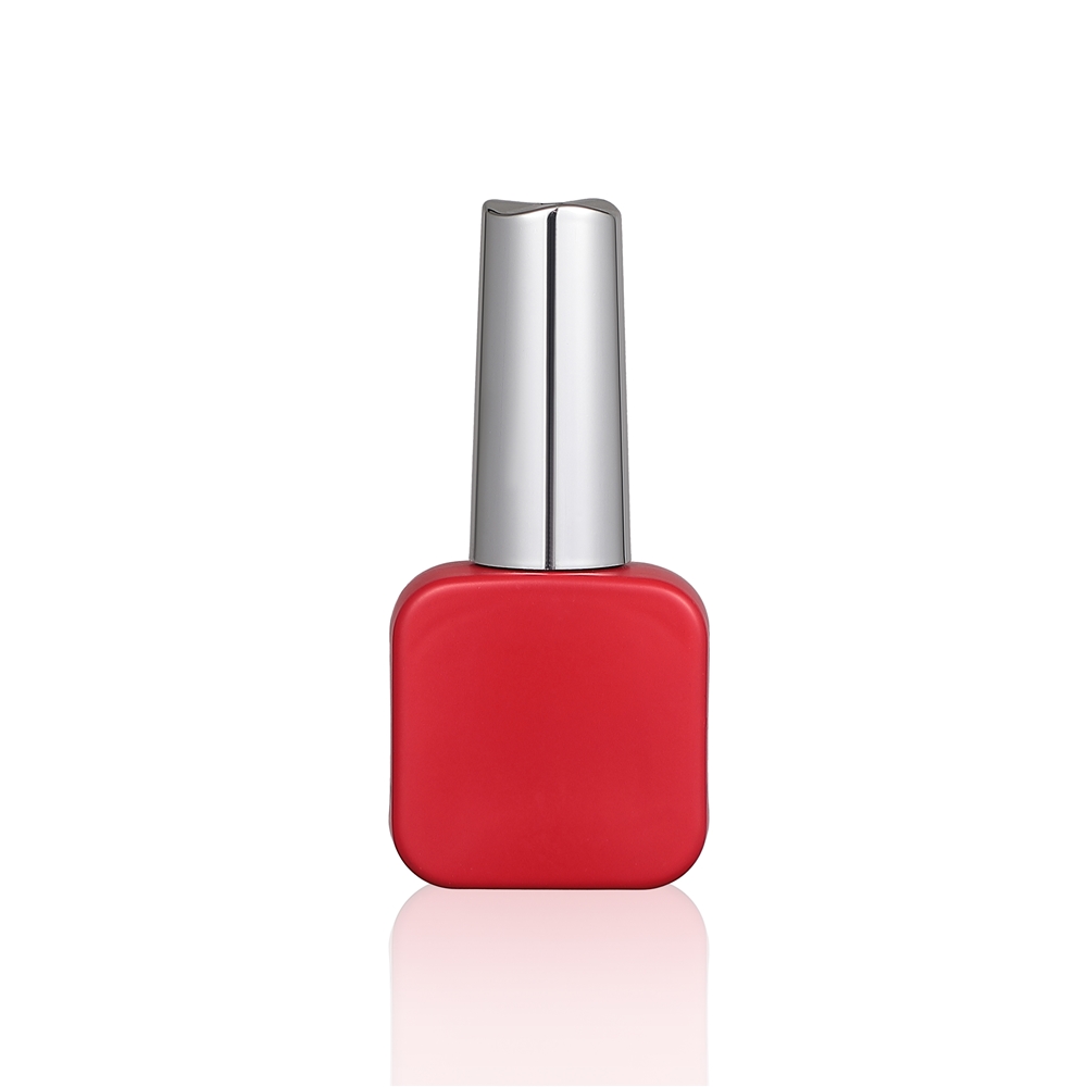 guangzhou factory OEM custom coated empty uv gel nail polish glass bottle with silver caps and flat dupont brush