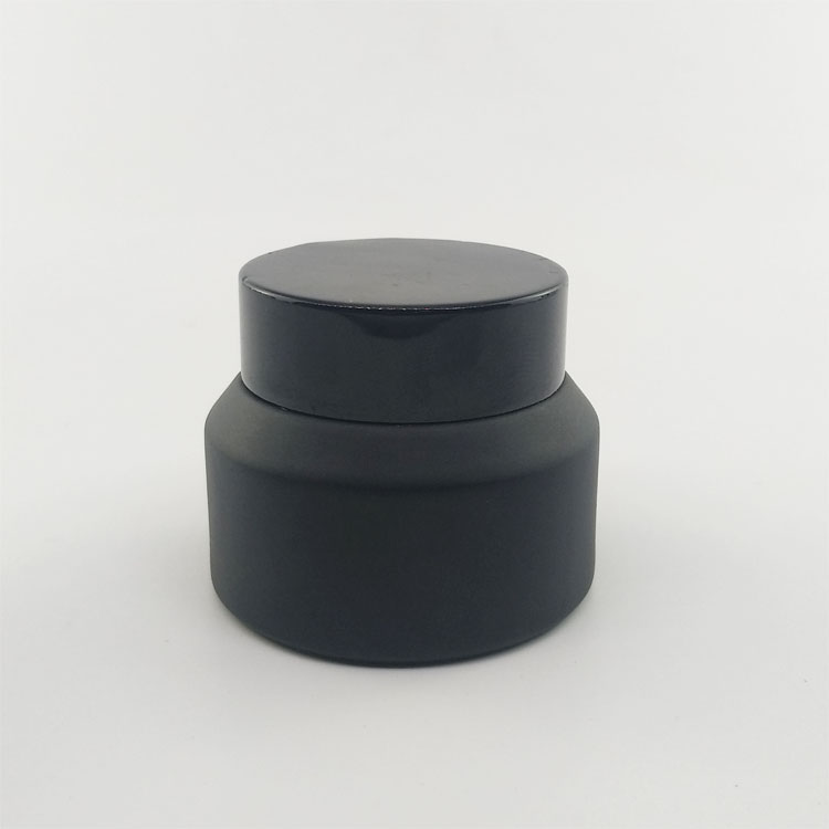 guangzhou wholesale 30ml 30g matte black glass jar with black lid for serum lotion cream packaging