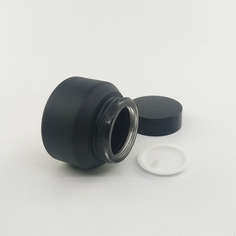 guangzhou wholesale 30ml 30g matte black glass jar with black lid for serum lotion cream packaging