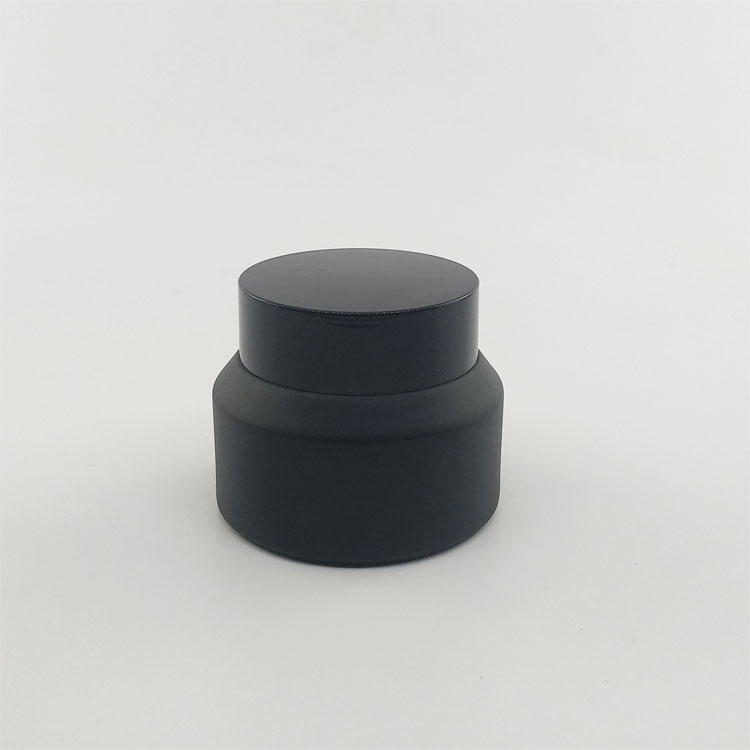 guangzhou wholesale 30ml 30g matte black glass jar with black lid for serum lotion cream packaging